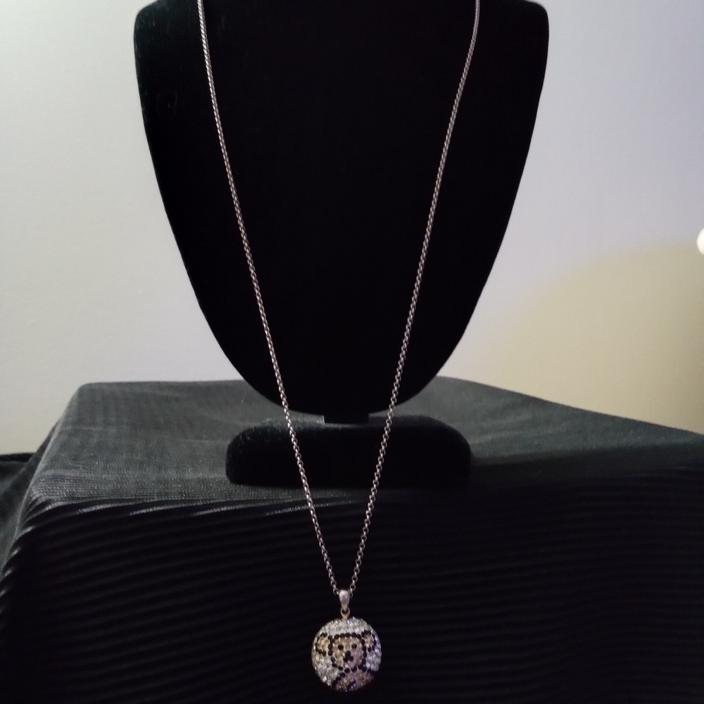 large sparkle ball with adorable koala bear and 46" sterling silver chain